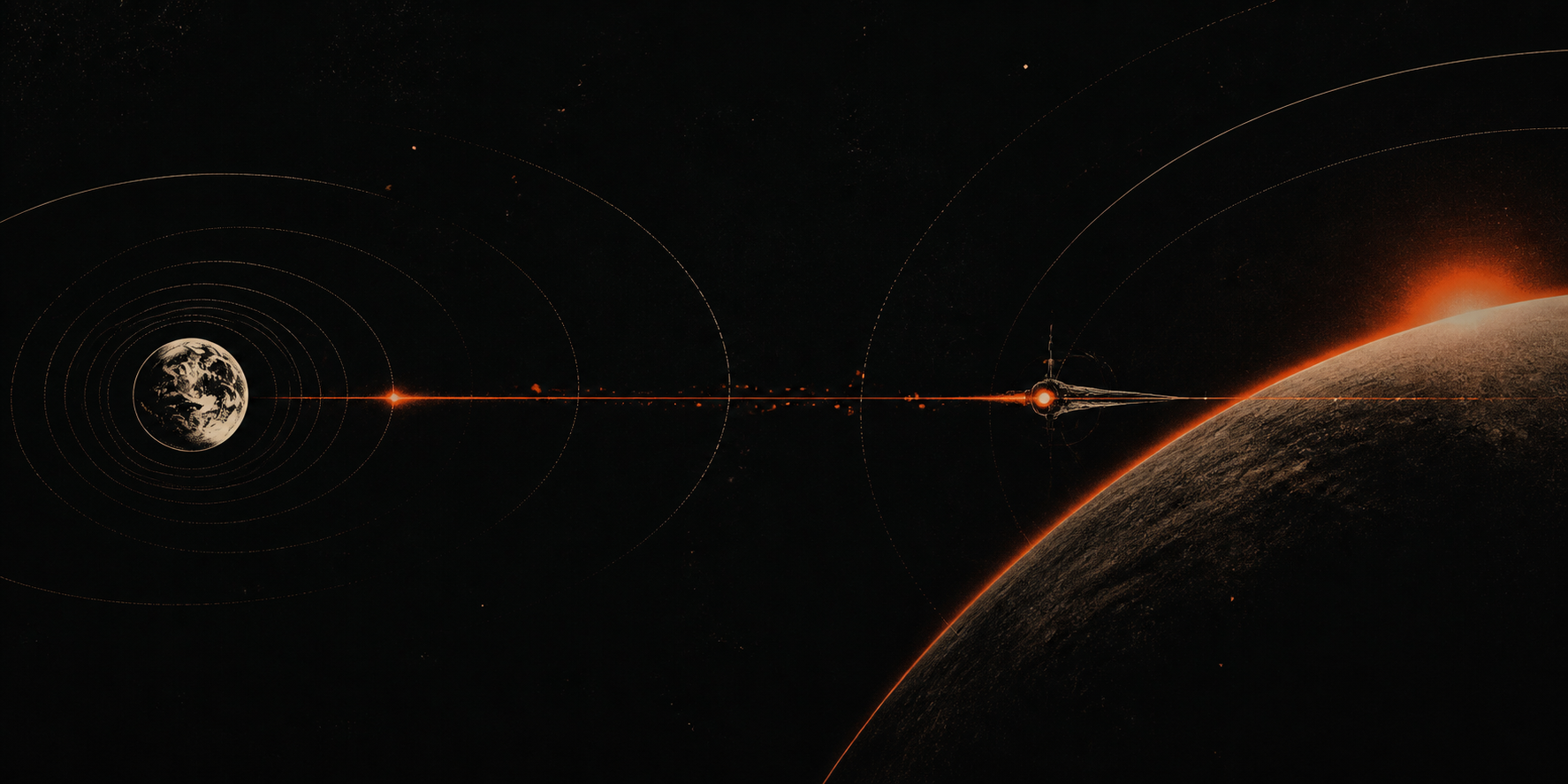 A signal traveling from Earth toward an autonomous spacecraft in deep space